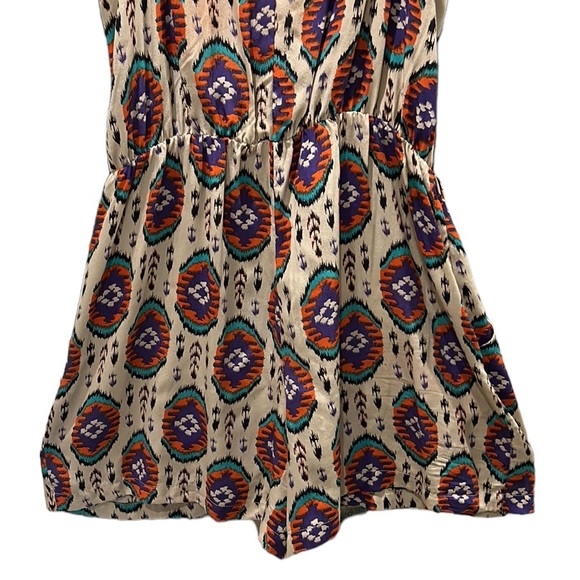 Rory Beca Silk Tribal Aztec Printed Wrap Front Draped Romper - L - Picture 8 of 12